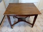 Kleine antieke eikenhouten tafel op wielen., Huis en Inrichting, Ophalen, Gebruikt, 75 cm of meer, 60 cm of meer