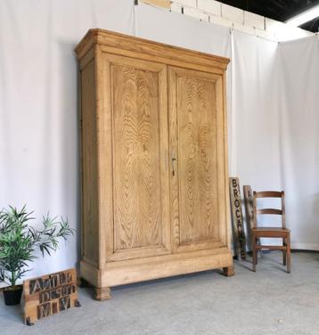 Hoge antieke Franse Louis Philippe linnenkast eik H 231 B146 beschikbaar voor biedingen