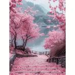 Peinture au diamant, forêt rose, lac 40x30cm (rond), Envoi, Neuf, Bricolage