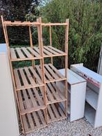 2 houten rekken en 2 open opbergkasten, Tuin en Terras, Ophalen, Gebruikt