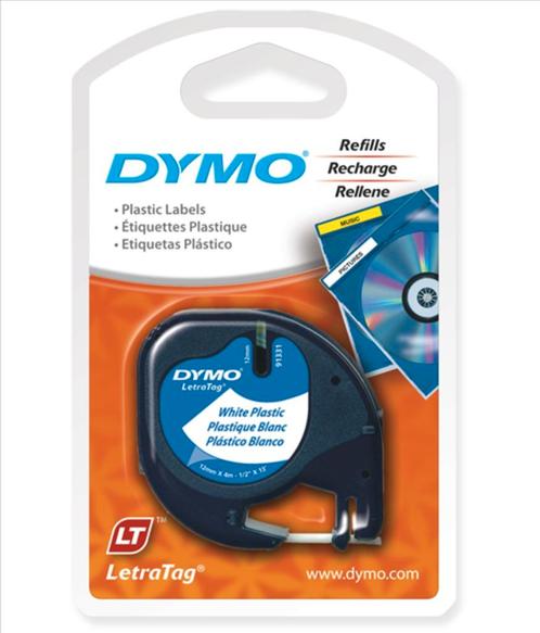 Nieuw | Dymo LetraTag tape 91201 12mm zwart op wit | 10st, Computers en Software, Printerbenodigdheden, Nieuw, Printertape, Ophalen of Verzenden