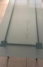 Tafel met tafelbjad in glas., Huis en Inrichting, Ophalen, Gebruikt, 50 tot 100 cm, Glas