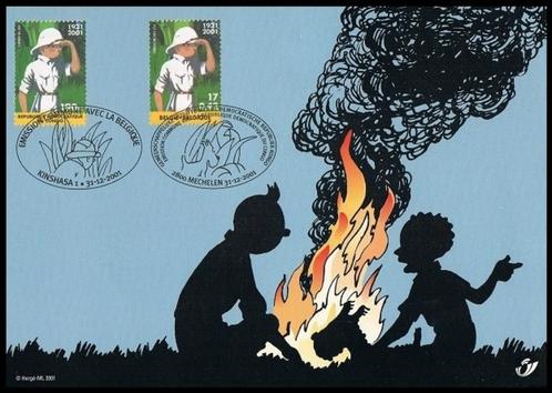 Herdenkingskaart - 70 jaar Kuifje in Congo (Hergé), Postzegels en Munten, Postzegels | Europa | België, 1e dag stempel, Postfris