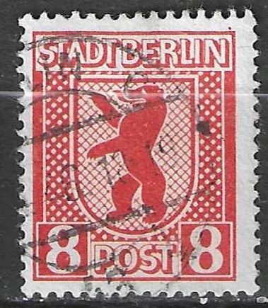 Duitsland Sovjetzone 1945 - Yvert 3 - Stad Berlijn 8 p. (ST), Postzegels en Munten, Postzegels | Europa | Duitsland, Gestempeld