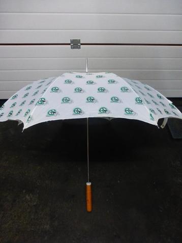 1 Grand parapluie vert et blanc, ouverture automatique