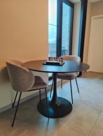 Zwarte ronde eettafel met 2 stoelen, Huis en Inrichting, Tafels | Eettafels, Ophalen, 100 tot 150 cm, Rond, Nieuw
