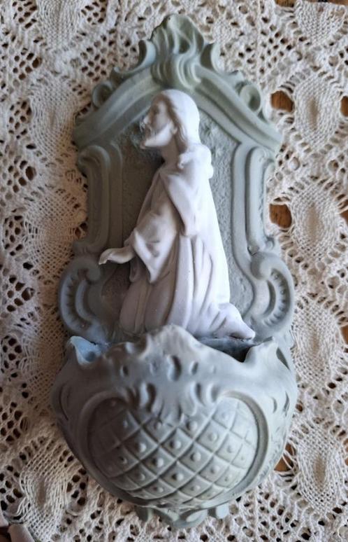 Groot antiek biscuit porseleinen wijwaterbakje, Antiek en Kunst, Antiek | Religieuze voorwerpen, Ophalen of Verzenden