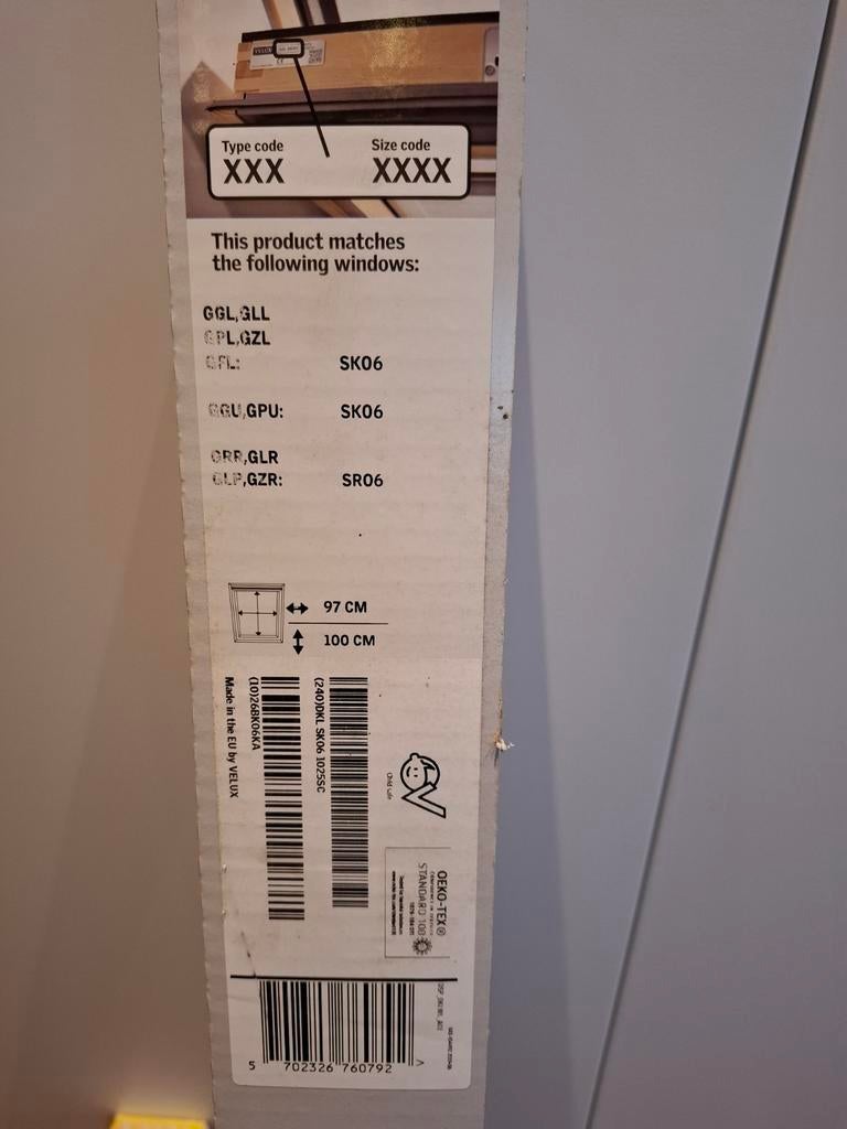 Velux verduisteringsgordijn SK06, SR06    Wit, Huis en Inrichting, Stoffering | Gordijnen en Lamellen, Nieuw, Wit, Ophalen