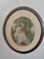 Gravure in donkere houten kader, Antiek en Kunst, Kunst | Etsen en Gravures, Ophalen
