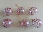 6 stuks transparante kerstballen met rode glitter, Huis en Inrichting, Ophalen, Zo goed als nieuw