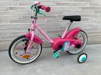 B’twin kinderfietsje 14 inch meisjes, Fietsen en Brommers, Ophalen, Zijwieltjes, Gebruikt, Minder dan 16 inch