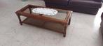 Houten salontafel met glas, Ophalen, Kersenhout, 50 tot 100 cm, 50 tot 100 cm