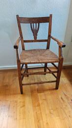 Antieke eikenhouten rieten fauteuil, Antiek en Kunst, Ophalen