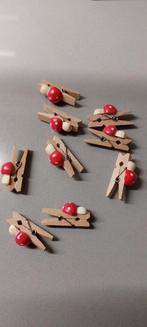 9 kleine houten knijpers met paddestoel, Ophalen of Verzenden, Zo goed als nieuw