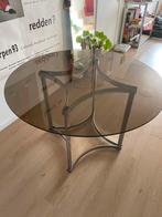 brown glas chrome table 120x73cm, Huis en Inrichting, Tafels | Salontafels, Ophalen, Zo goed als nieuw, Glas