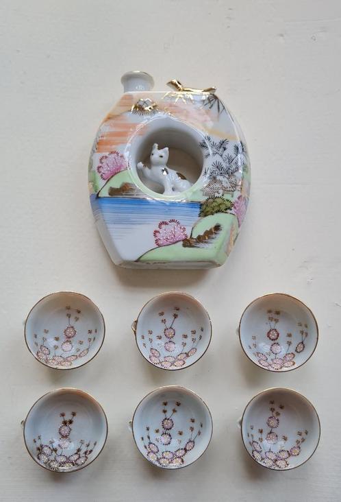 Japanse whistling bird & cat saké 7 stuks FLUITEND KOPJE, Antiek en Kunst, Kunst | Niet-Westerse kunst, Ophalen of Verzenden