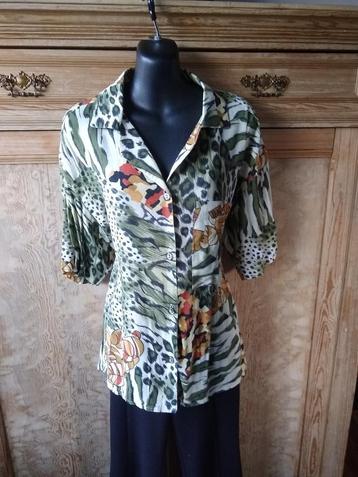 Vintage zomer bloes met jungle print, mt 44-46