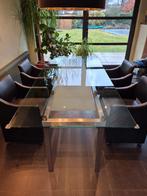 eetkamertafel glas RVS, Ophalen, Gebruikt, 100 tot 150 cm, 200 cm of meer