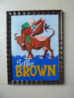 reclamebord BROWN zadels antieke fiets oldtimer no emaille, Ophalen of Verzenden, Gebruikt, Reclamebord