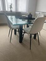 Tafel met 4 stoelen, Huis en Inrichting, Ophalen, Gebruikt, Vierkant, Antiek klasiek
