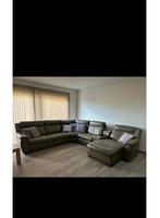 Lederen hoeksalon met lounge, Enlèvement, Utilisé, Leder kleur taupe bruin