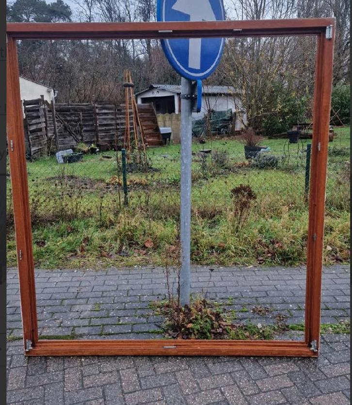 Porte fenêtre en bois double ouvrant/double vitrage, Doe-het-zelf en Bouw, Glas en Ramen, Gebruikt, Gevelraam of Ruit, 160 cm of meer