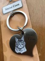 Nouveau porte-clés argenté en forme de cœur Maine Coon, Animaux & Accessoires, Autres accessoires pour animaux, Sleutelhanger Maine Coon kat