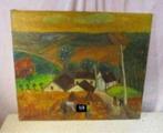 Œuvre magnifiquement peinte « Village Between the Fields »,, Antiquités & Art, Enlèvement ou Envoi