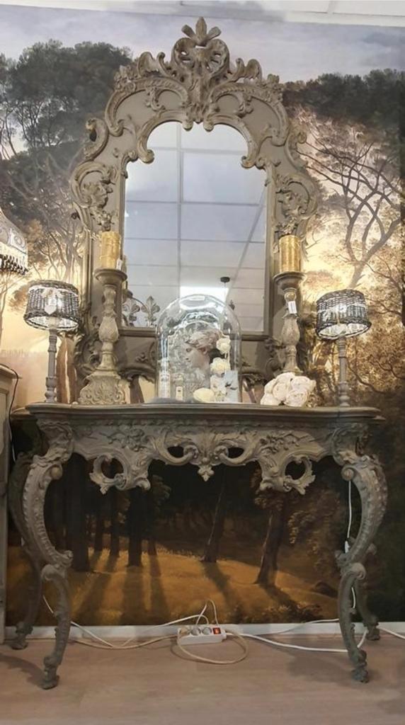 Baroque rococo console met spiegel., Antiek en Kunst, Antiek | Spiegels, Ophalen