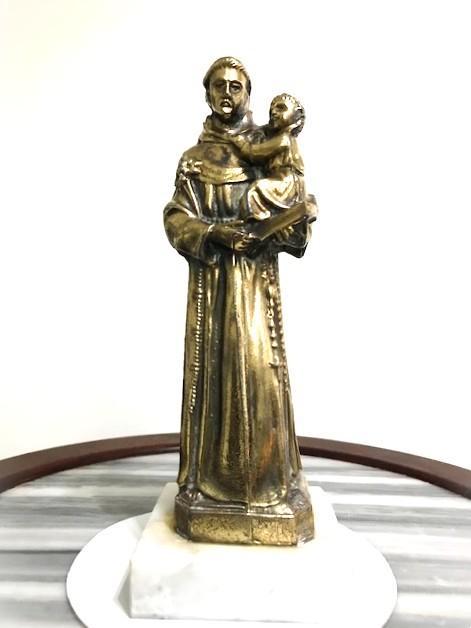 Saint Antoine Bronze en marbre blanc antique 😍✨💑😻🤗💎👌, Antiquités & Art, Antiquités | Objets religieux, Enlèvement ou Envoi