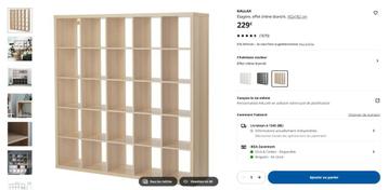 Etagère KALLAX 25 cases, Neuf, 25 à 50 cm, 150 à 200 cm, Bois naturel