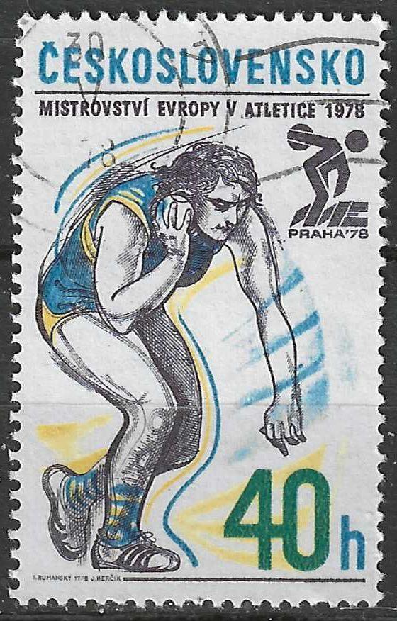 Tsjechoslowakije 1978 - Yvert 2267 - Kogelstoten (ST), Postzegels en Munten, Postzegels | Europa | Overig, Gestempeld, Verzenden