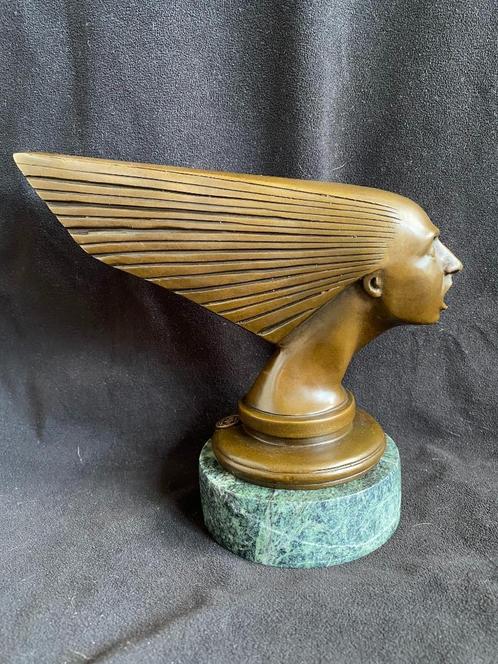 Bronzen Art Deco dameshoofd LaLique/stempel zuiver brons, Antiquités & Art, Art | Sculptures & Bois, Enlèvement ou Envoi