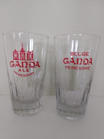 2 zware bierglazen Belge Ganda Meiresonne Ganda Ale beschikbaar voor biedingen