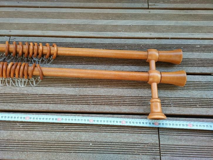Set gordijnroeden twee meter kersenhout 35 en 28 mm, Huis en Inrichting, Stoffering | Gordijnen en Lamellen, Nieuw, 200 cm of meer
