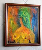 Schilderij olieverf kleurrijk vrouwelijk naakt 59x70 cm, Antiek en Kunst, Kunst | Schilderijen | Klassiek, Ophalen