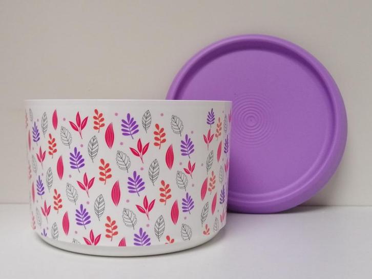 Tupperware™ TupperTop Box « Flowers » 940 ml - paars, Huis en Inrichting, Keuken | Tupperware, Nieuw, Bus of Trommel, Wit, Paars