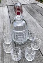 Karaf + 6 likeurglaasjes, Antiek en Kunst, Antiek | Glaswerk en Kristal, Ophalen of Verzenden