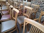 Houten stoelen met lederen zitting, Huis en Inrichting, Stoelen, Ophalen, Gebruikt, Rood