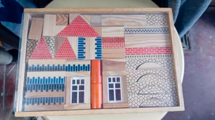 Antieke set houten blokkendoos., Antiek en Kunst, Antiek | Speelgoed, Ophalen of Verzenden