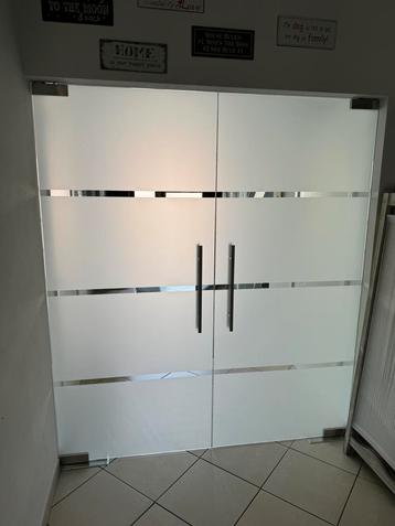 Dubbele glazen binnendeur met veiligheidsglas, Doe-het-zelf en Bouw, Deuren en Vliegenramen, Ophalen, Gebruikt, 80 tot 100 cm