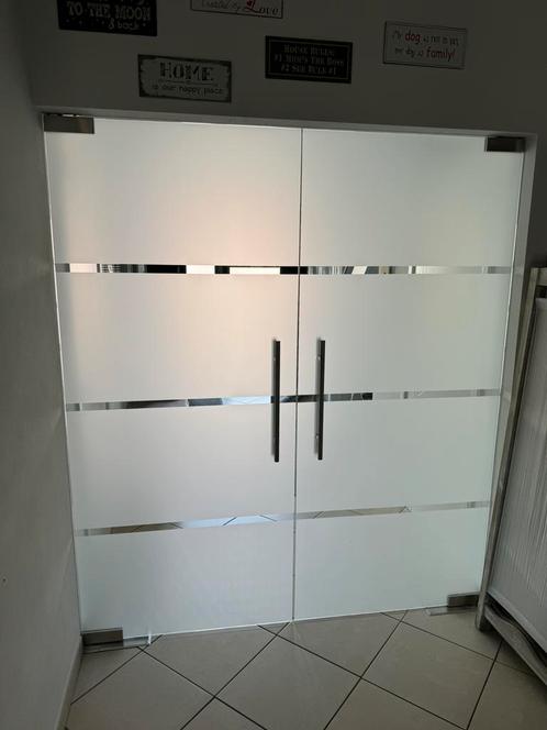 Dubbele glazen binnendeur met veiligheidsglas, Doe-het-zelf en Bouw, Deuren en Vliegenramen, Gebruikt, Binnendeur, 200 tot 215 cm