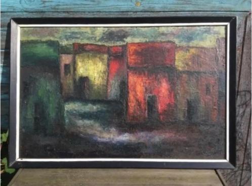 1967 olieverf schilderij op paneel “De Steeg” door Meul, Antiek en Kunst, Kunst | Schilderijen | Modern, Ophalen