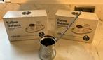 Turkse koffie kopjes set van 2 + koffiepot, Huis en Inrichting, Ophalen of Verzenden, Zo goed als nieuw