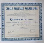 Cercle Philotaxe Philadelphia - certificaat o.n Eric Fulton, Verzenden, 1950 tot 1970, Certificaat van aandeel