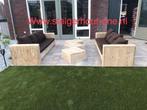 Steigerhout Loungebank Loungeset Zetel Tafel 10 Korting, Jardin & Terrasse, Comme neuf, Bois d'échafaudage, Enlèvement ou Envoi