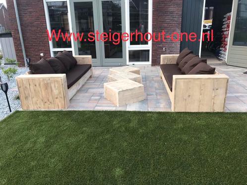 Steigerhout Loungebank Loungeset Zetel Tafel 10 Korting, Tuin en Terras, Tuinsets en Loungesets, Zo goed als nieuw, Loungeset