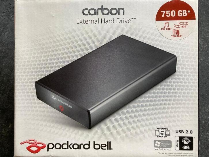 Packard Bell External Hard Disc 750Gb, Informatique & Logiciels, Disques durs, Comme neuf, Externe, USB, Enlèvement