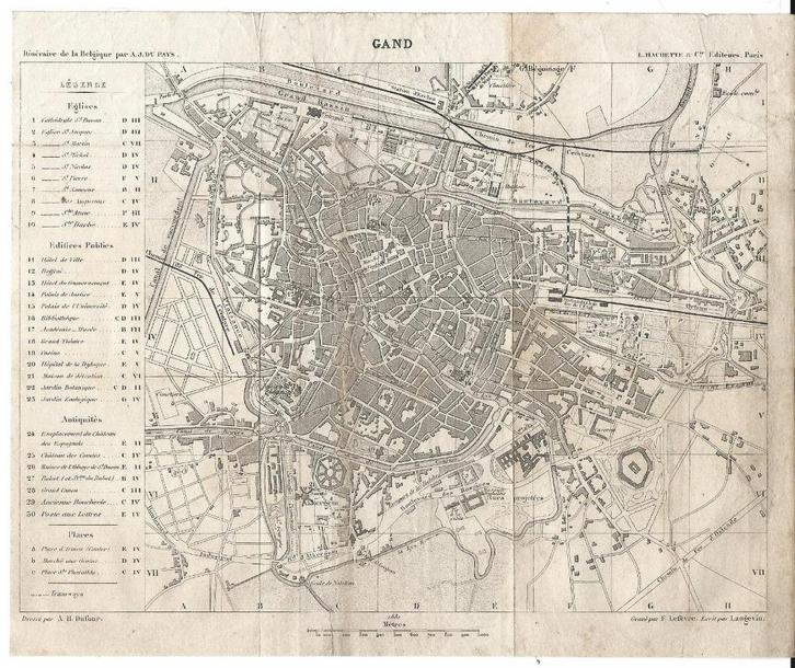 1881 - Gent - zeldzaam stadsplan, Antiek en Kunst, Kunst | Etsen en Gravures, Verzenden