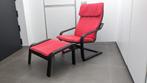 Ikea zetel met voetenbank Poäng, 100 tot 125 cm, 75 tot 100 cm, Gebruikt, Hout